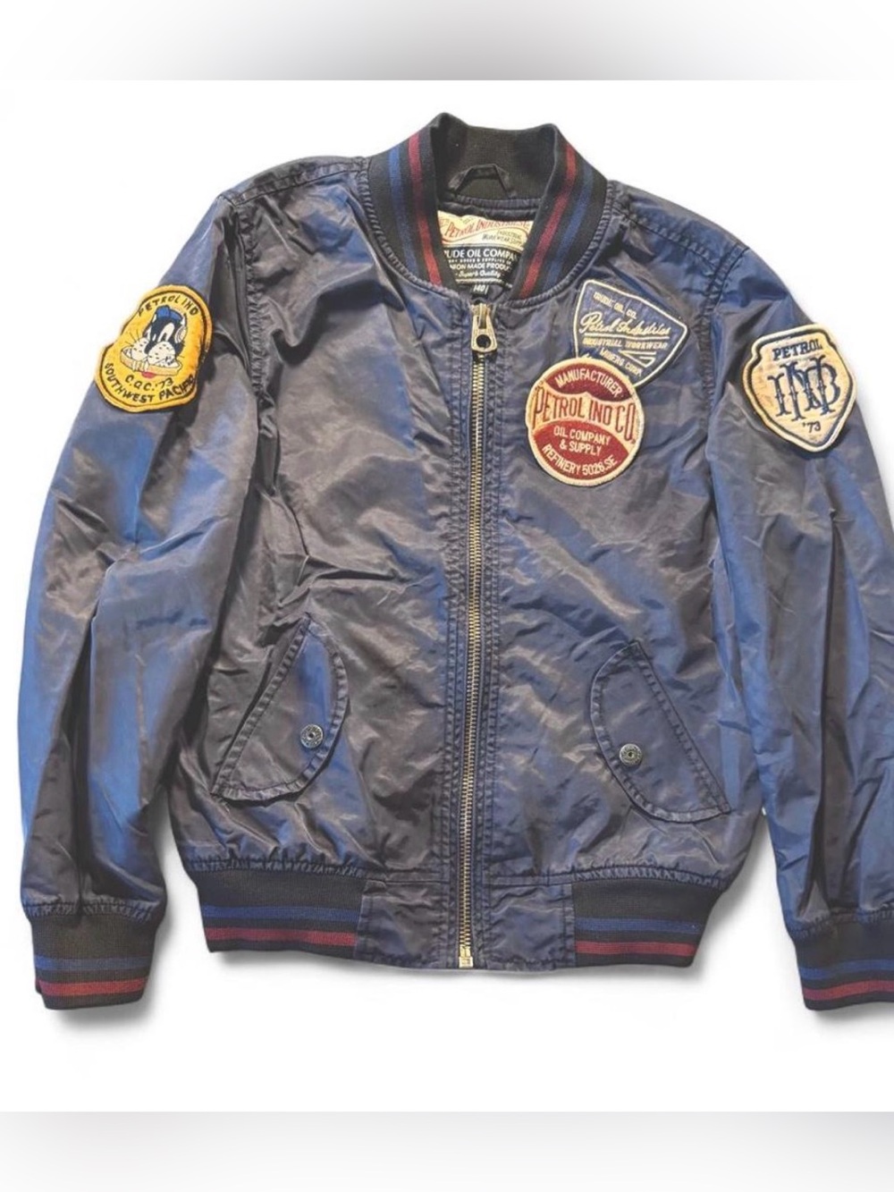 Petrol Industries Boys Patch Bomber Jacket Navy Size 140